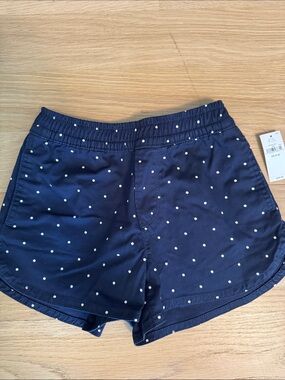 Navy Polka Dot Girl’s Elastic Waist Twill Shorts